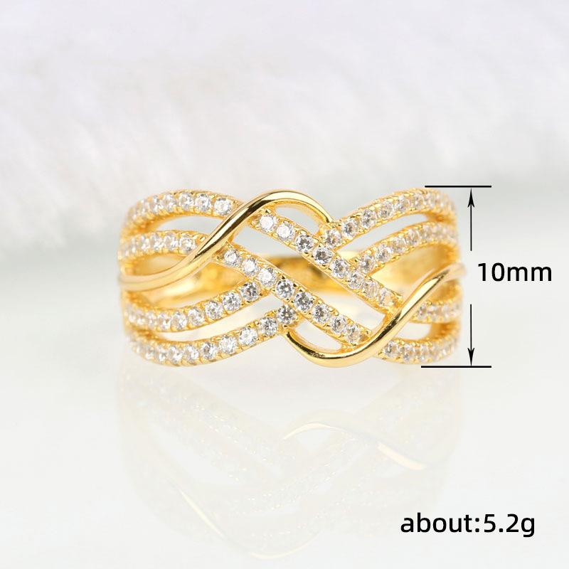Huitan Trendy Cross Rings Women Wedding Bands Accessories with Dazzling CZ Twist Modern Fashion Female Jewelry