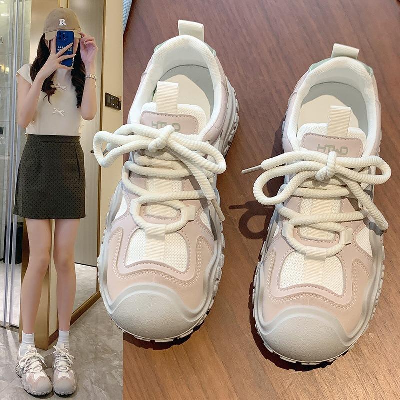 Fashion High Quality Women Sports Jogging Shoes Autumn Round-toe Soft Bottom Women Casual Flat Shoes 2025 Low-top Leather Sneakers Tenis