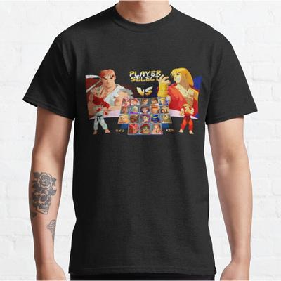 Vintage 80s Video Game Street Fighter Alpha Zero 2 Character Select Screen Ryu Vs Ken Graphic T Shirts Retro Large Size Tops