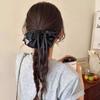 Satin Material Bow Scrunchie Black/White Hair Accessory Romantic Hair Tie  Daily Wear