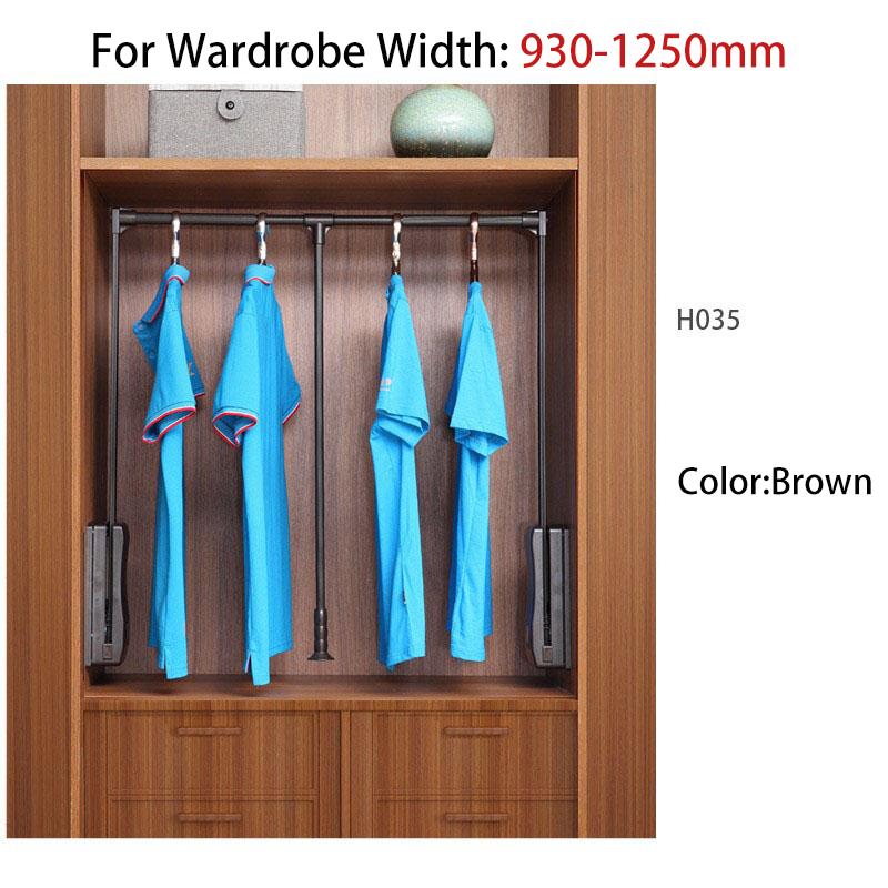 Pull Down Lifting Clothes Rod Retractable Damping Hanger Rail Dual Soft Close System For Wardrobe Walk-in Closet