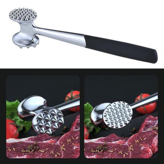 Yousheng Dual-Sided Meat Tenderizer Dishwasher Safe Kitchen Mallet Hammer Tool with Soft Handle Manual Metal Pounder for Tenderizing Chicken Steak