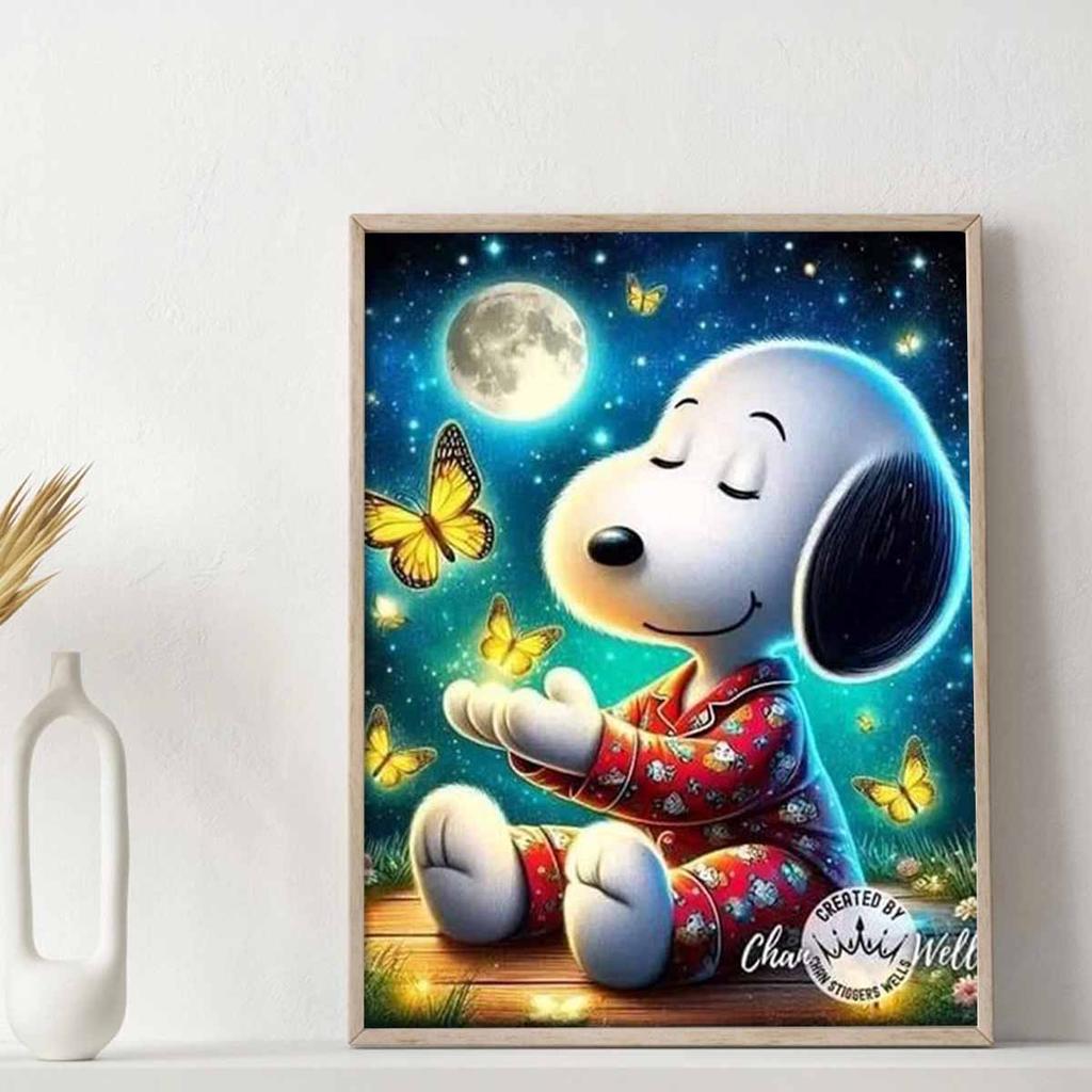 5D DIY Diamond Art Painting Kits for Adults, Dreaming Puppy Full Round Crystal Diamond Kits for Beginner for Home Wall Decorate