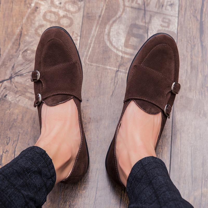 Трендовые мужские замшевые кожаные туфли для вождения, дизайнерский бренд, мужские остроносые туфли-монки с ремешком, свадебная вечеринка, платье, формальная обувь, zapatos hombre