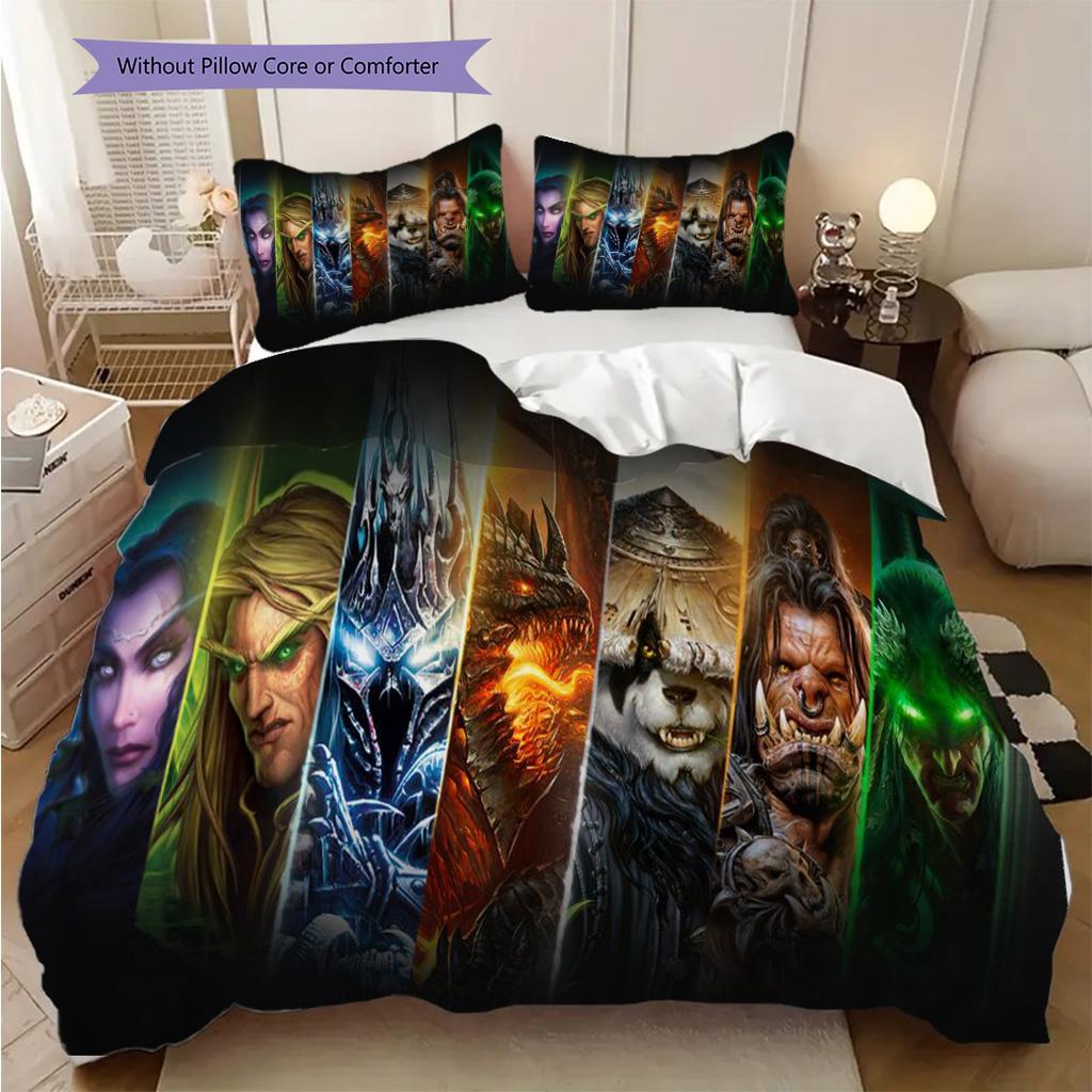 Fantasy Warriors Unite Bedding (1 * duvet cover + 2 * pillowcase, without core) 2D Flat Soft and comfortable Christmas birthday gift