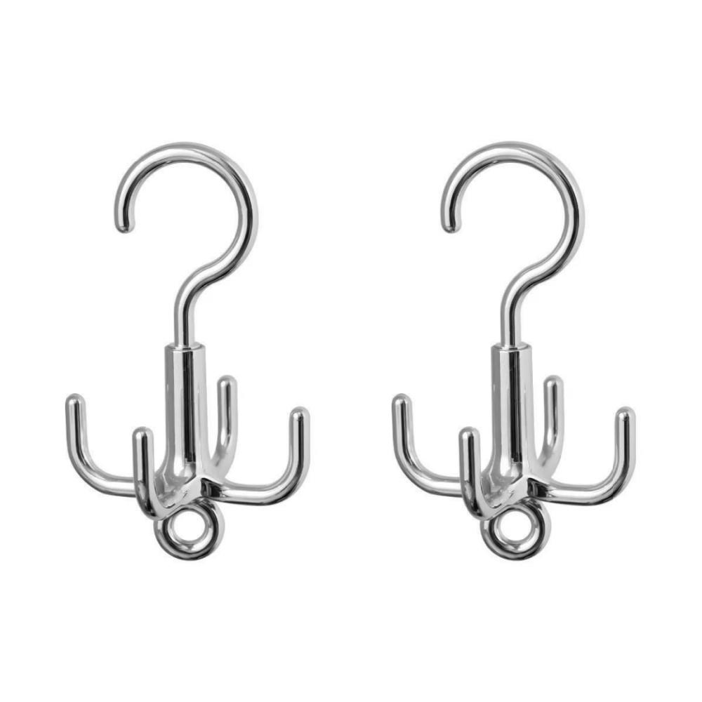 1/2/3Pcs Multifunctional Rotating Clothes Hook Punch Free 4-Claw 360° Rotating Scarf Hanging Storage Hooks for Wardrobe Storage