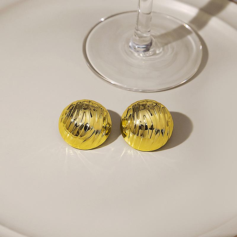 Ретро Геометрические Металлические Серьги-Пуссеты, Простые Серьги с Волнистой Текстурой в Гонконгском Стиле, Нишевые Высококлассные Квадратные Серьги.