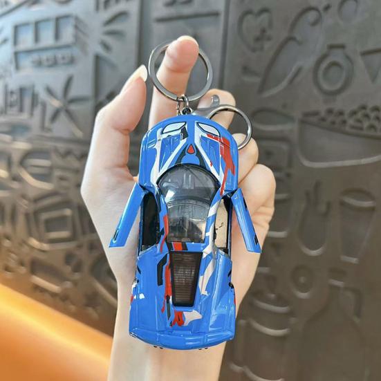 Брелок для ключей в виде гоночной машины с открывающимися дверями Yousheng, детский мини-игрушечный спортивный автомобиль с инерционным механизмом, держатель для ключей, подвеска для рюкзака, сумки, украшение