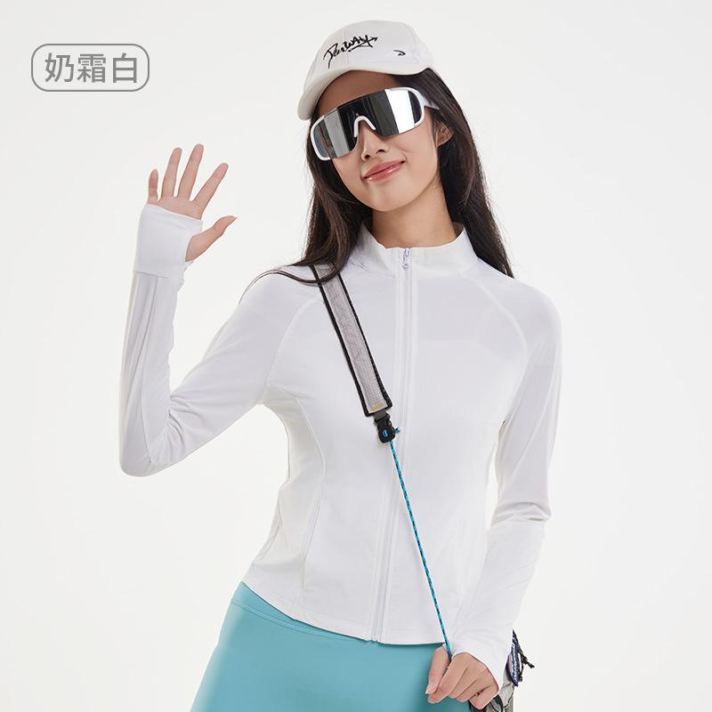 Sunscreen clothes women's summer cool slim stand-up collar UV protection women's yoga jacket breathable long-sleeved original yarn sunscreen clothes