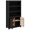 Highboard Black 80 x 35 x 154 cm Solid Pine Wood