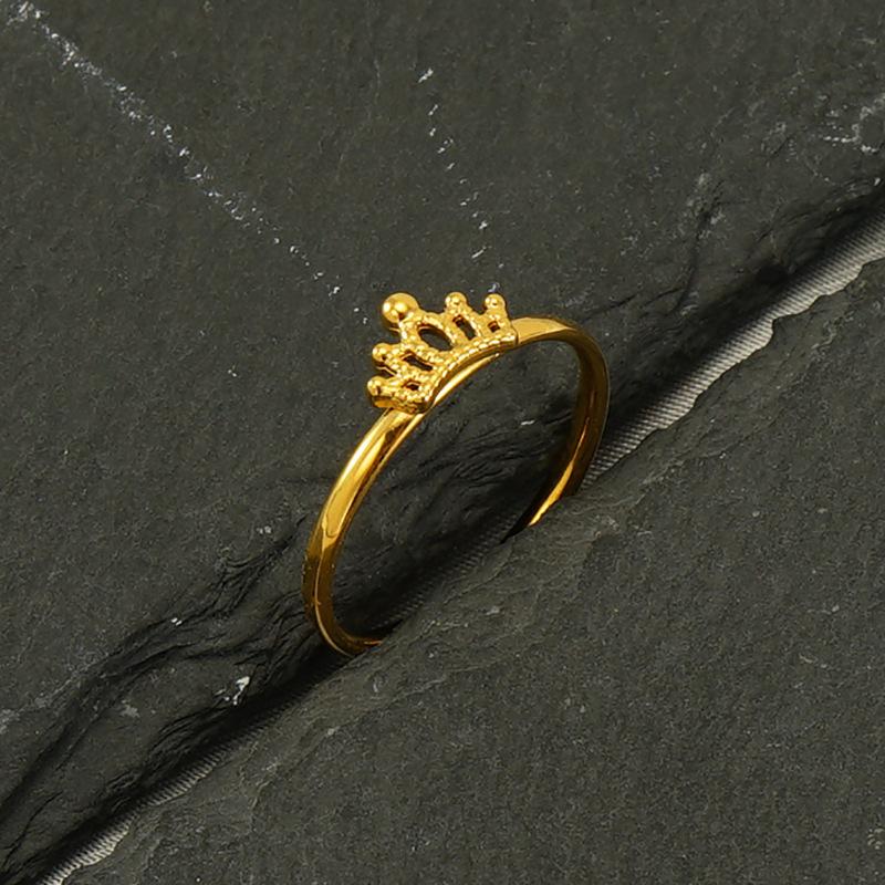 Новое модное простое кольцо с короной из нержавеющей стали, универсальное кольцо из титановой стали 18 карат, регулируемое для женщин
