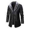 Men's European Size Plus Velvet Leather Jacket with Large Lapel, Ideal for Autumn and Winter Business, for Middle-Aged and Elderly