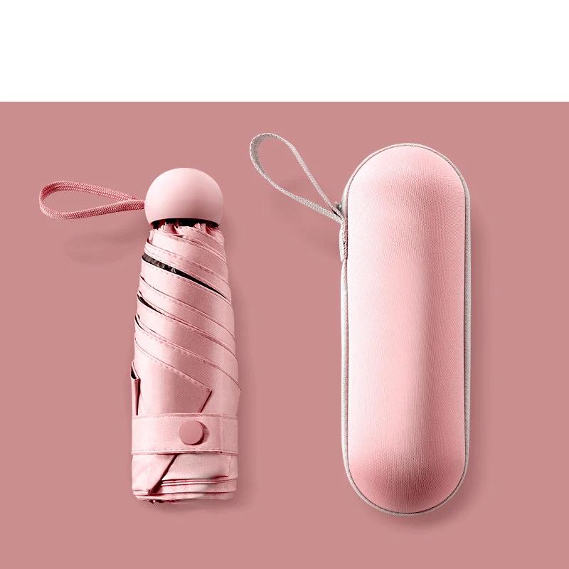 Новый капсульный зонт с пятью отделениями для очков, ультралегкий мини-карманный черный резиновый козырек, компактный и солнечный УФ-зонт