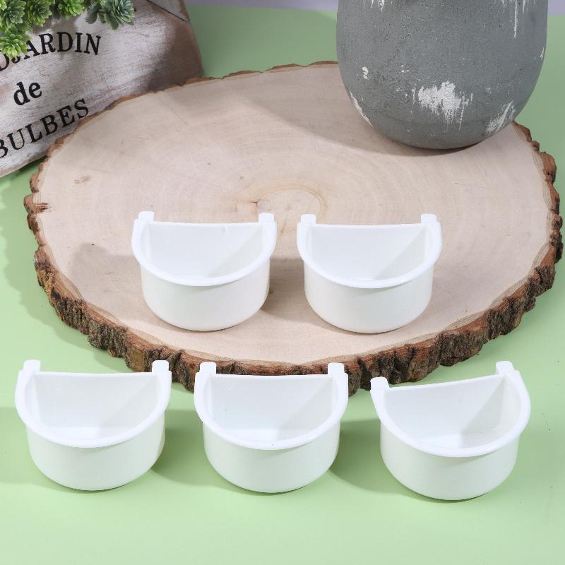 Semicircular Hanging Bird Feeder Cups - Cage Mounted Plastic Food & Water Bowls for Parrots, Budgies & All Bird Species