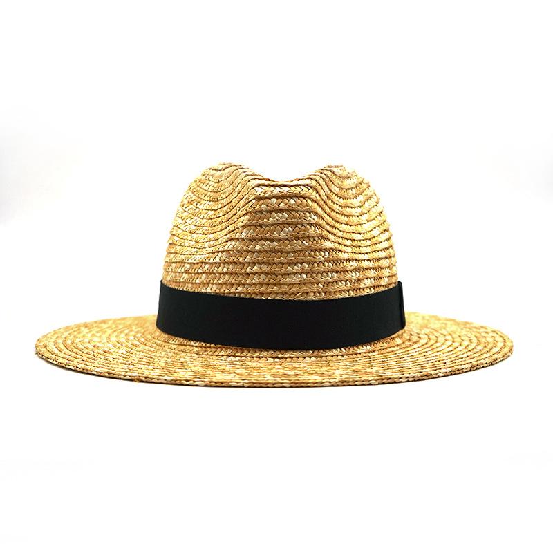 Винтажная соломенная шляпа в британском стиле с черной лентой, шляпа джентльмена, солнцезащитная дышащая солнцезащитная джазовая шляпа