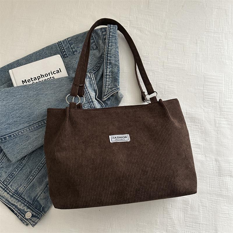 Вельветовая сумка женская большая повседневная сумка через плечо для покупок сумка-тоут для поездок на работу