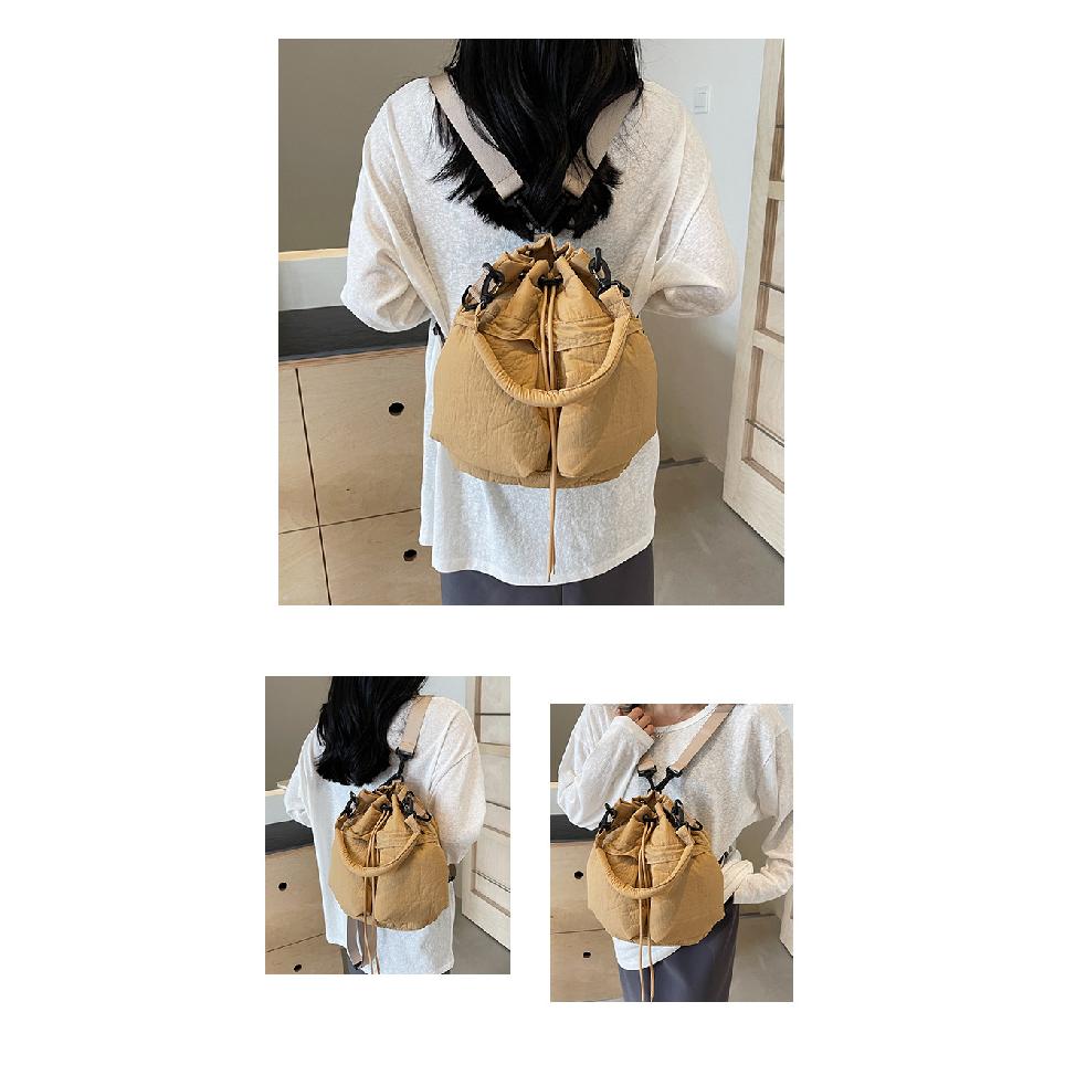 Waterproof Lightweight Cross-Shoulder Crossbody Bag Fashion Casual Large Capacity Drawstring Bucket Bag Simple Casual WOMEN'S Bag