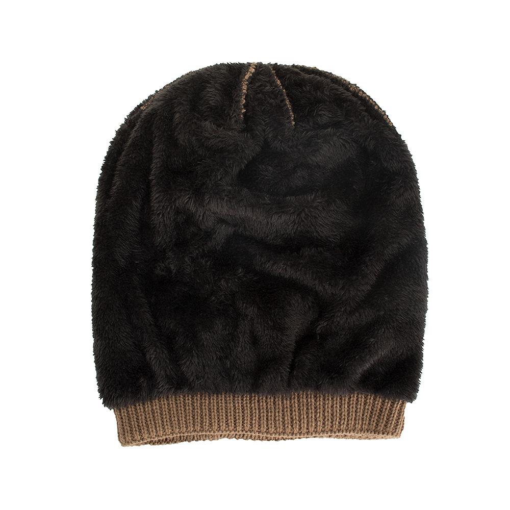 Autumn and Winter New Velvet Three-stripe Pullover Hat Knitted Wool Hat