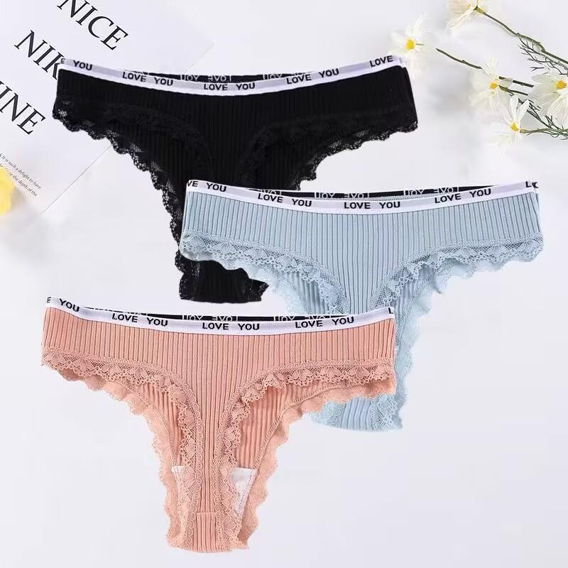 3PCS Women Thongs Panties G-String Cotton Women Underwear Female Low Waist Sexy Thong Womens Intimates Thongs Lingeries Tangas