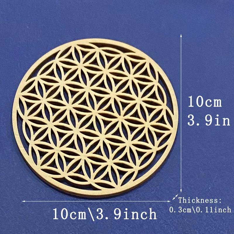 10 шт. Цветок Жизни Натуральный Символ Деревянные Круглые Края Круглые Резные Подставки Для Камня Кристалл Набор DIY Декор Коврики Подушечки
