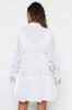 Women's Fashion New Dress White Mini Woven Embroidered 100% Cotton Beach Dress