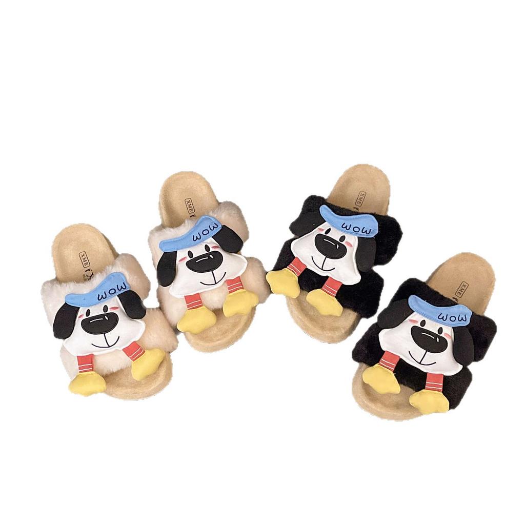 Милые мультяшные пушистые туфли для женской коллекции осень-зима 2025 года, бархатные теплые хлопковые туфли, пушистые туфли на толстой нескользящей подошве