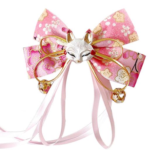 Красная заколка-бантик с кисточками и декором в виде лисы на длинной ленте для празднования китайского Нового года