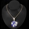 Hip Hop Earth Pendant With Full Rhinestone Inlay Alloy Necklace Men Cuban Chain Layering Style