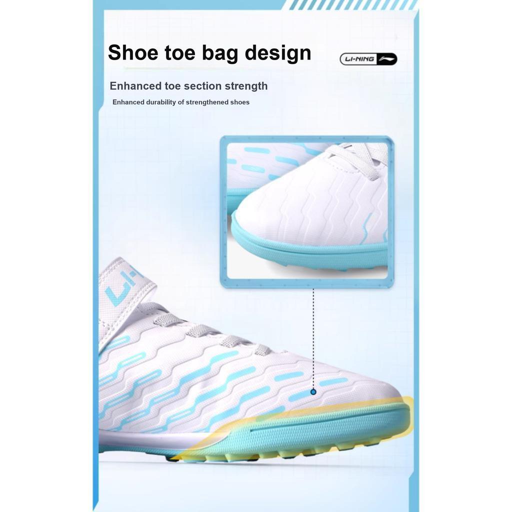 Li Ning удобные повседневные нескользящие амортизирующие низкие детские футбольные бутсы детские футбольные бутсы синие белые YKGU010-1