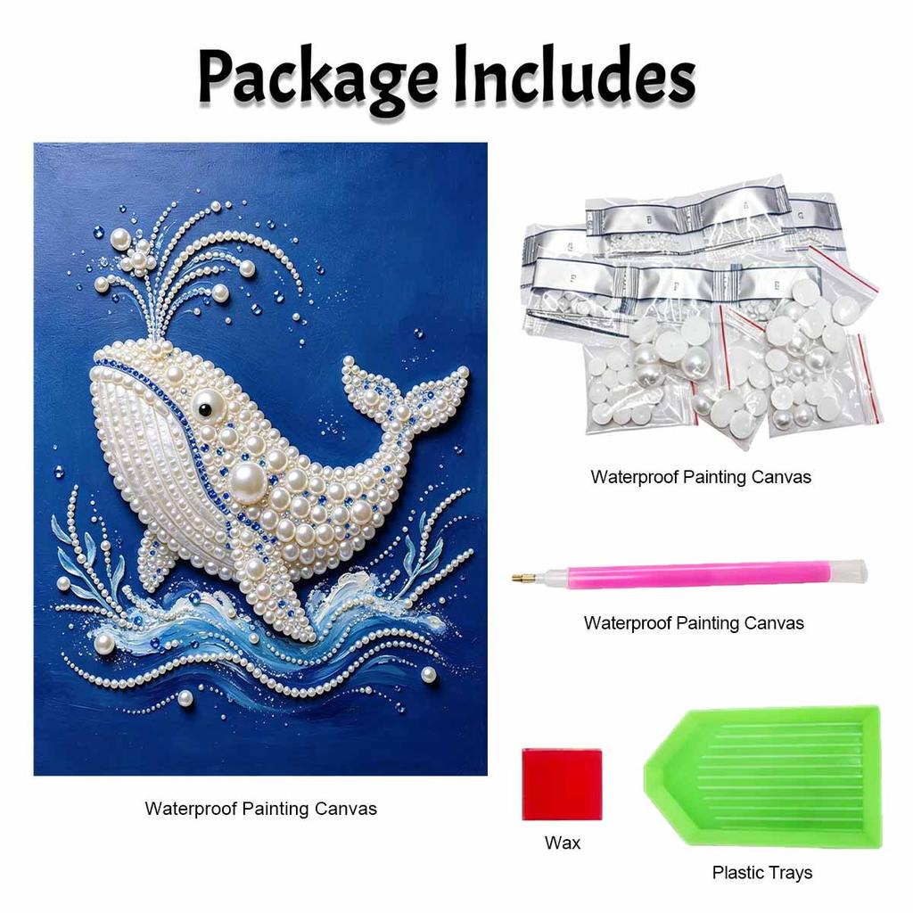 5D DIY Pearl Art Kit Blue Whale Themed Decor For Home Wall Decoration