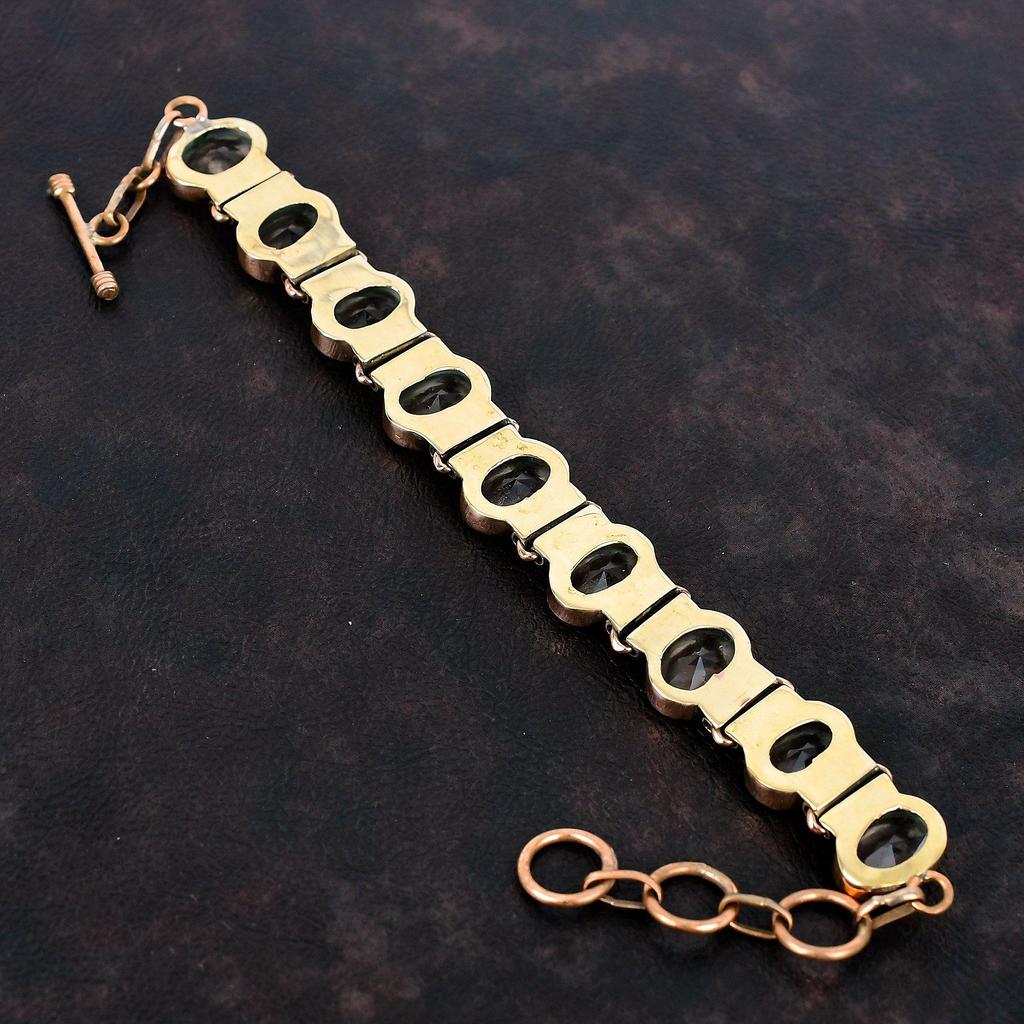 Граненый морганит браслет медный браслет регулируемый браслет-цепочка элегантные украшения браслет с драгоценным камнем медные украшения ручной работы подарки для нее