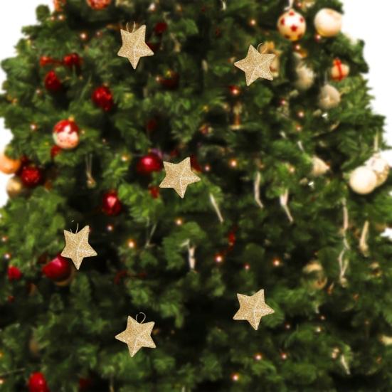 6 шт., рождественские пятиконечные праздничные подвесные украшения со звездой, многоразовый декор, елка, блестящий порошок, звездный орнамент