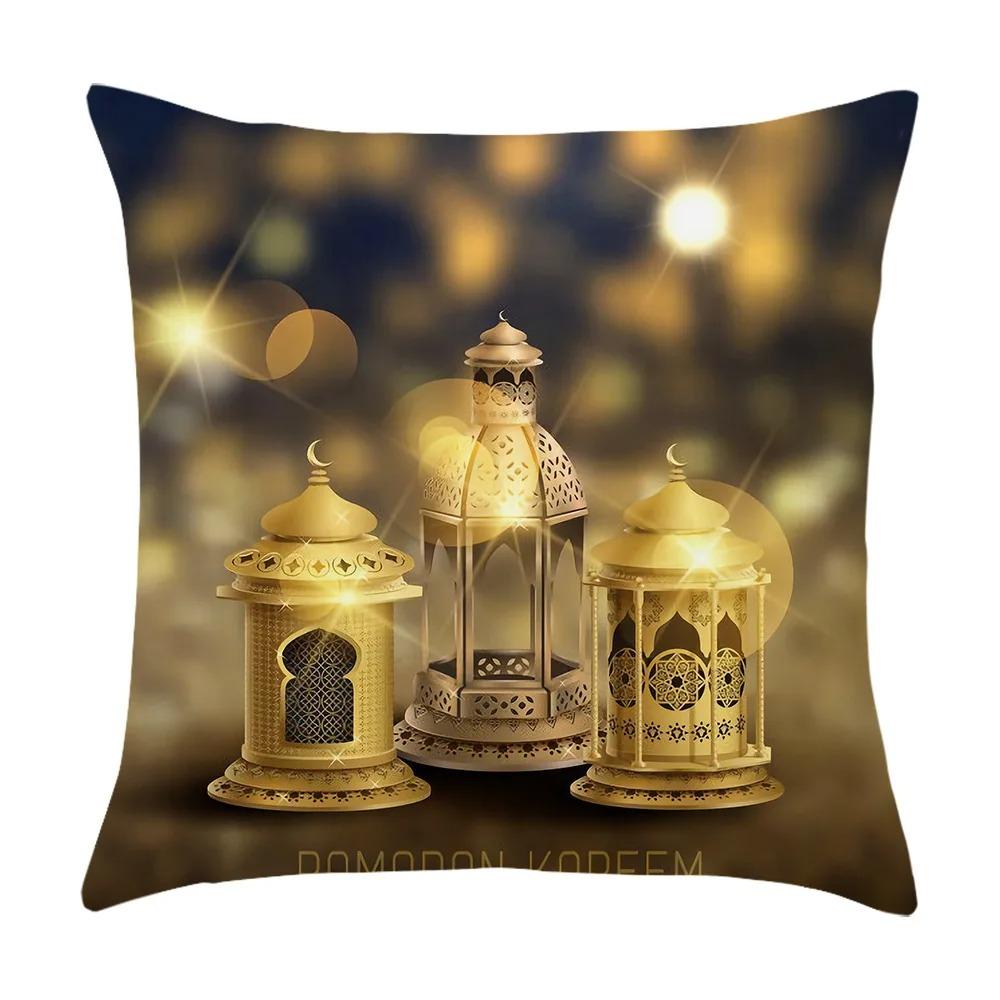 Moon Star Bedroom Sofa Decor Printed Cushion Cover Eid Mubarak Home Decor Pillow Cover Ramadan Islamic Party Supplies