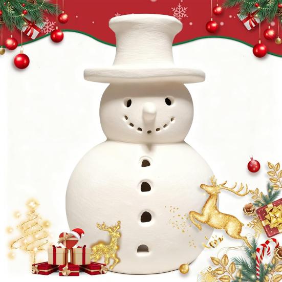 Терракотовый Снеговик Декор Ручной работы Смола Фигурки Снеговика Рождественский Праздник Деревенский Зимний Настольный Декор