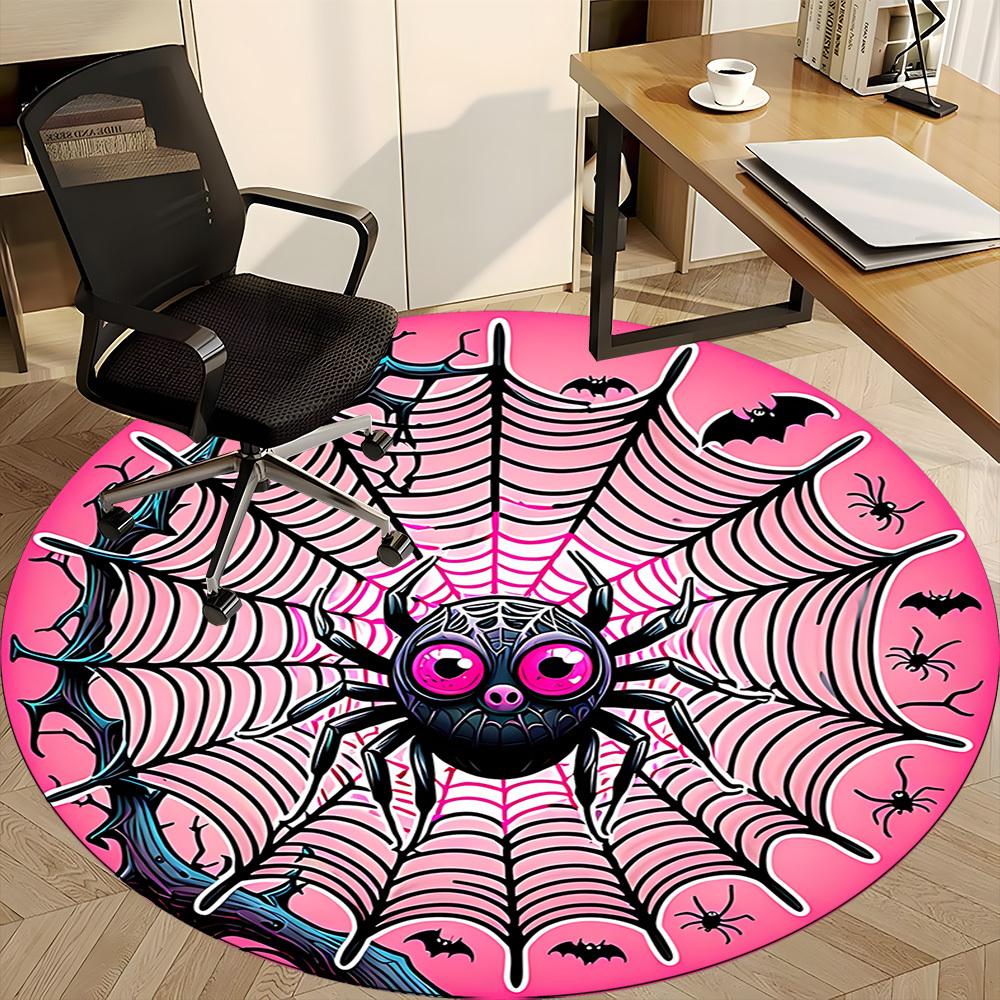 1pc Spider Web Office Round Area Rug, Indoor Mat Suitable ForOffice, Under Office Chairs Bedroom Living Room Home Decor, Room Deco, n54