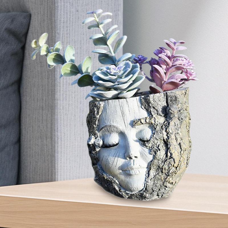 Креативные горшки для цветов в виде лица девочки, головы, с цветами, контейнеры для суккулентов, цветочные горшки, домашний декор, настольное украшение, садовое украшение
