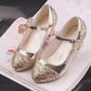 Frozen Silver Korean High Heel Princess Shoes for Girls - Leather Elsa Dance Shoes