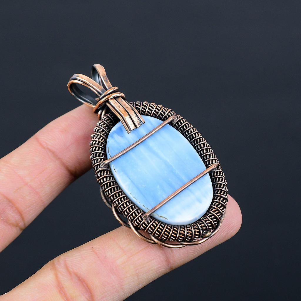 Удивительный опаловый драгоценный камень Owyhee из чистой медной проволоки, обернутый ювелирной подвеской ручной работы