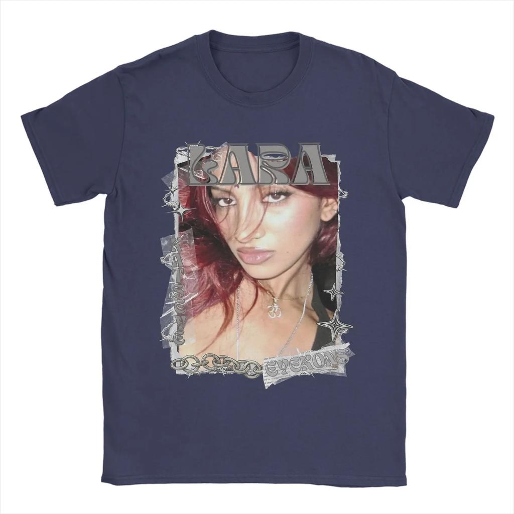 Katseye EYEKONS Kara Chrome Fan Tribute Хлопковая Футболка Свободного Кроя для Фанатов Женских Групп Удобные Модные Футболки