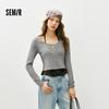 Женская трикотажная футболка Semir с вырезом-халтер, имитация двойки