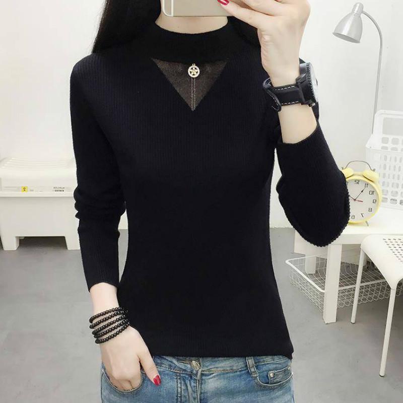 Pofulove женский полуводолазный свитер, рубашка с длинным рукавом, осенне-зимний пуловер, тонкий облегающий