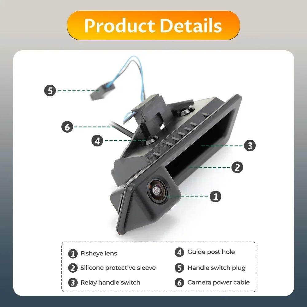 Автомобиль HD AHD 1080P Fisheye Lens Автомобильная камера заднего вида для ручки багажника для BMW 3 серии 5 серии X5 X6 E60 E70 E82 E90