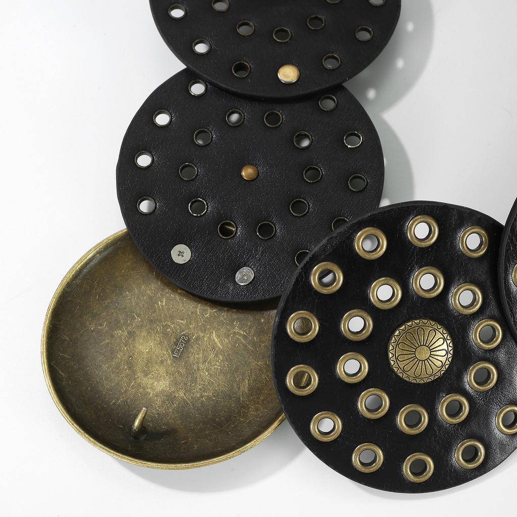 Американский ретро-стрит полое кольцо искусственная кожа сращивание характерный поясной ремень гвоздь бусина прилив пояс