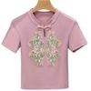 New Chinese Style Chinese Style Buttoned Top for Women In Summer New Women's Retro Embroidered Buttoned Shoulder Short-sleeved T-shirt