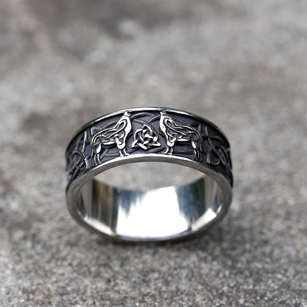 Men Rings Vintage Nordic Viking Wolf Rings Amulet Animal Fashion Jewelry