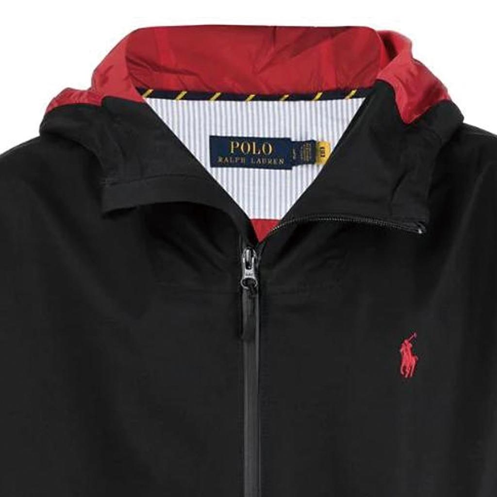 Polo Ralph Lauren SS22 однотонная удобная водонепроницаемая куртка с капюшоном на молнии для мужчин, черная 710861091001BLACK