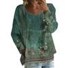 Women's Casual Fashion Loose Round Neck Retro Print Long Sleeve Top