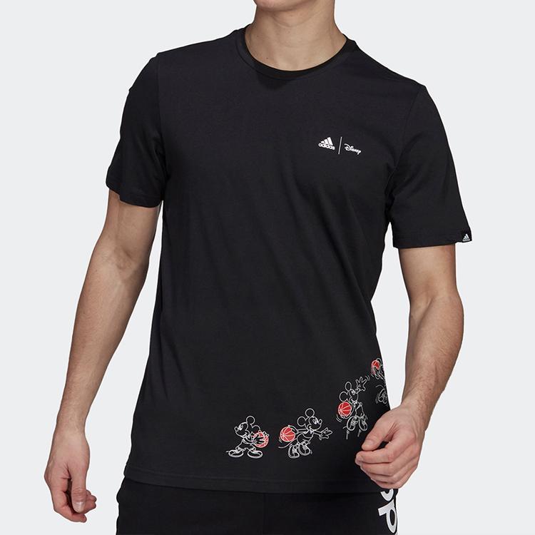 adidas Футболка с коротким рукавом и круглым вырезом с логотипом и буквенным принтом, мужская, черная GL3221