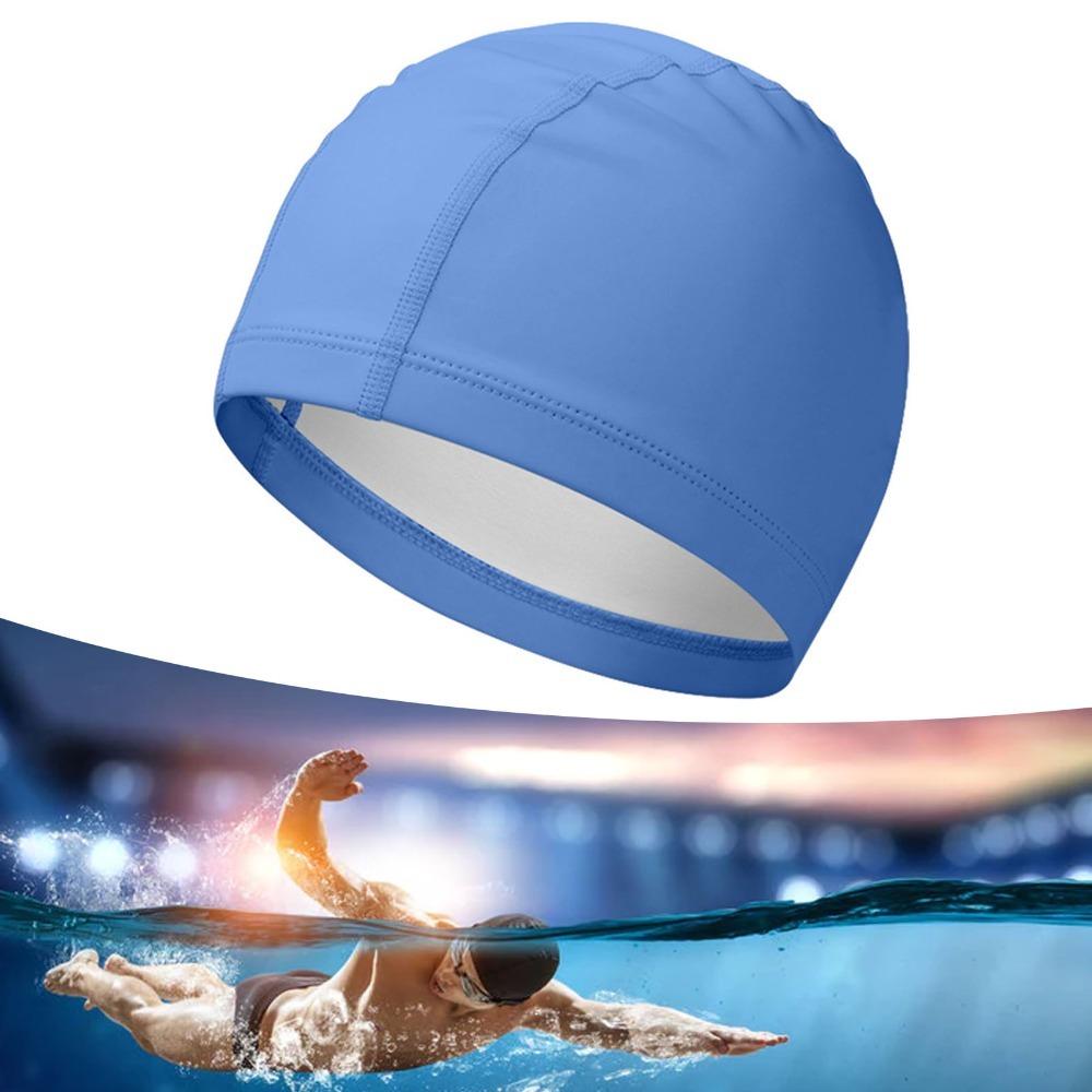 Soft Comfortable PU Swimming Cap Waterproof Bathing Cap Universal Swim Cap for Men/Women Long Hair