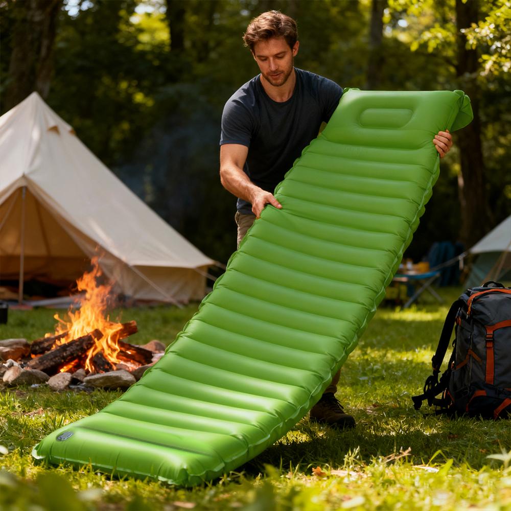 Ultralight Inflatable Sleeping Pad with Built-in Foot Pump Durable Compact Waterproof Camping Air Mattress  Hiking Traveling